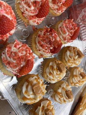 Strawberry Crunch & Salted Caramel Cupcakes