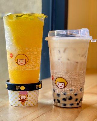 mango lemon slushy + lychee jelly - salted cheese ice cream - oreo milk tea + boba