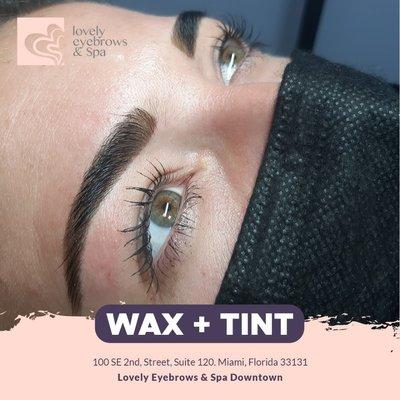 Perfects brows in a Fer minutes whit us WAX+Tint. Only $30