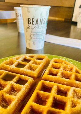 Traditional waffle and chai latte