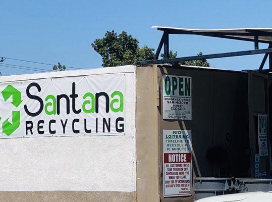 Santana recycling' sign (on the west side of their building)