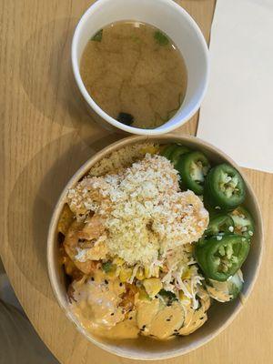 Miso soup & poke bowl