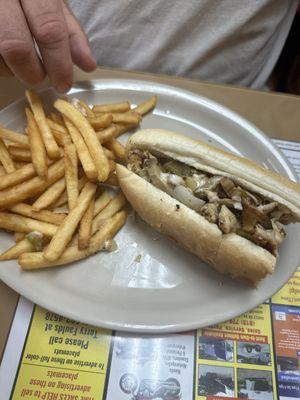 Chicken cheesesteak hoagie