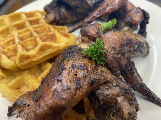 Jerk Wings and Waffle