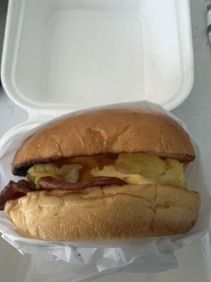 Turkey bacon egg and cheese sandwich