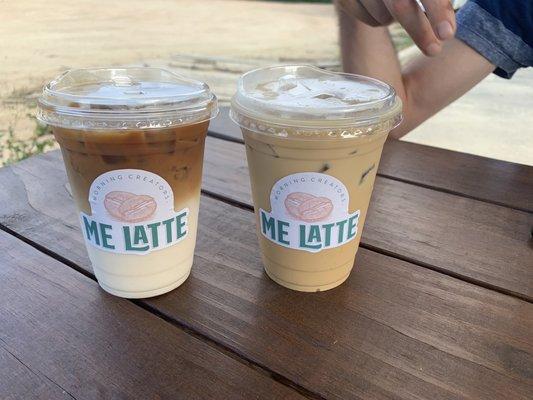 Horchata latte (L) and classic latte