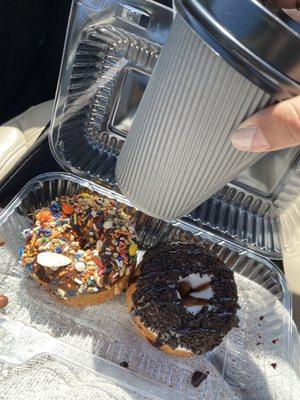 Industrial Waste Donut and Oreo Donut and Chai Latte