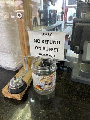 No refund on buffet