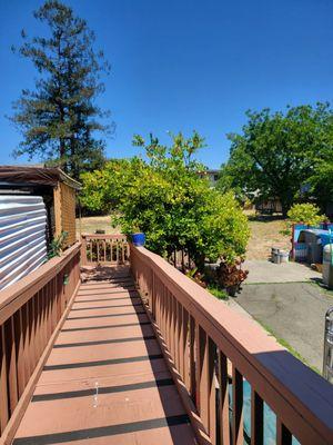 Ramp going to the backyard and deck