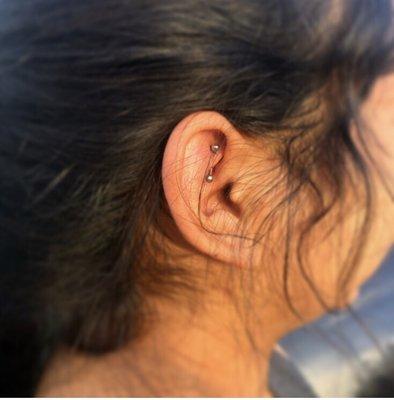 Rook ear piercing