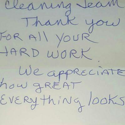 This note was left for the iClean Team that provides cleaning services for Covenant House Orlando. #teamiclean