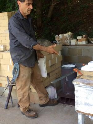 Pouring bronze.