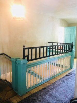 The stairwell painted in teal so cool LOVE :))