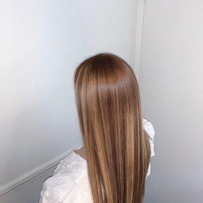 Excellent cut, root touch up, color, highlight and low light by sexy boss at Top Cut Beauty & Spa