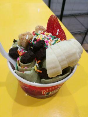 Teas me (Thai tea and matcha rolled ice cream with toppings!)  $6.25