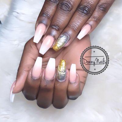 Nude and white Ombré. .   Follow IG@DonnyNails