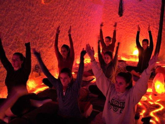 Yoga and Yoga Nidra class in our Himalayan Salt Cave Sanctuary