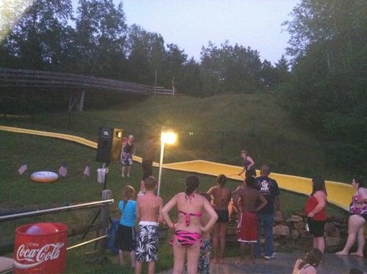 Hula hoop contest at one of the Monday night pool parties