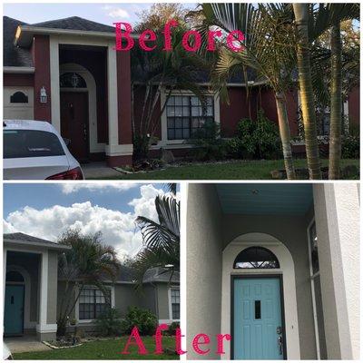 Before & After. Brightening up the exterior of this home with a custom exterior paint job.