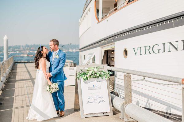 Wedding on the virginia v steamship in lake union