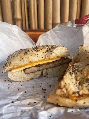 Sausage, egg and cheese bagel - standard but good