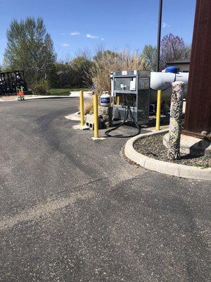 Propane station in the parking lot