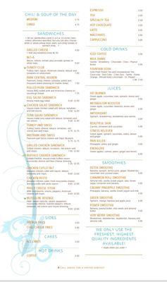 Page 2 of our updated menu