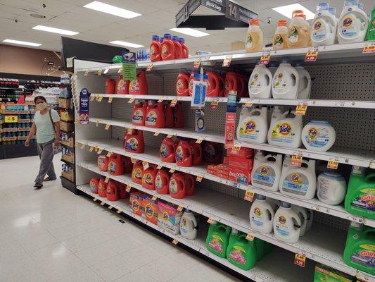 Empty shelves everywhere. This is on a Saturday, after opening at 7 am.