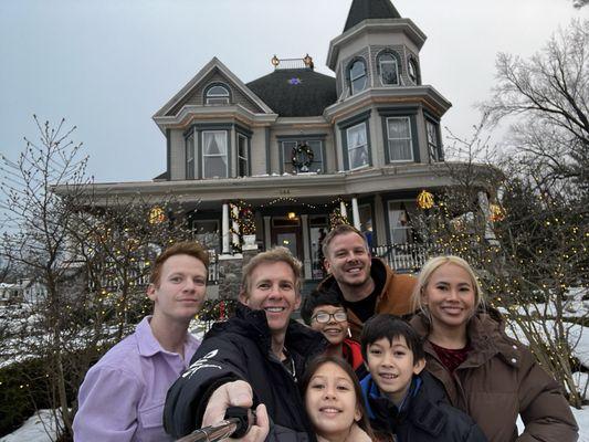 Our pic in front of the iconic Cherry Tree BnB!