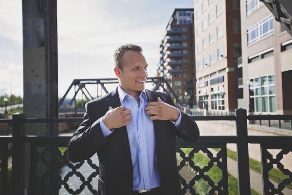 Groom during his downtown Denver, CO Wedding