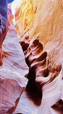 A view of light coming through the Canyon openings. Every turn offers a different sense of beauty and wonder.