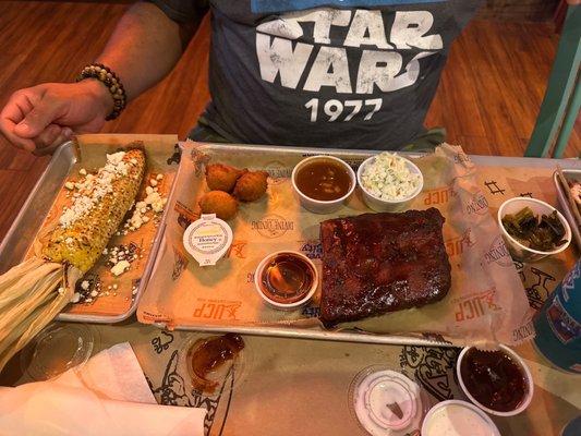 1/2 rack of baby back ribs with street corn