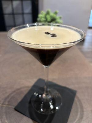 Espresso martini featuring New Mexico coffee, dark chocolate Powder and pecan vodka. Superb!!!