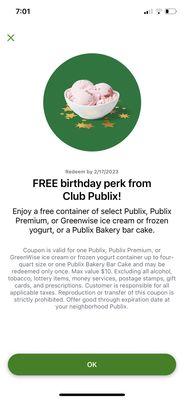 Sign up for Club Publix to receive birthday and 1/2 birthday perks!