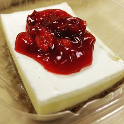 House-made cherry cheesecake.