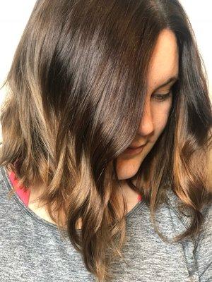 Color corrected, from red to brunette and caramel balayage by Cole