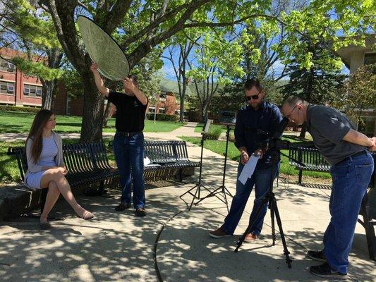 Behind the scenes: Shooting on location at Wilmington College for admissions video.