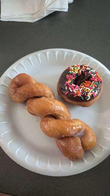 Cinnamon twist & chocolate cake donut