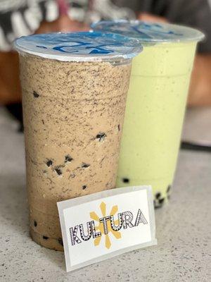 08.15.21 Mocha Loca and Avocado Blended boba drinks