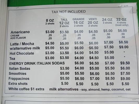 Drink sizes