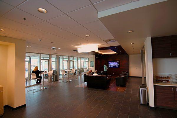 Comfortable customer lounge with complimentary WiFi, snacks and cold and hot beverages