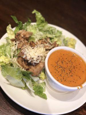 Caesar salad add grilled chicken and tomatoes basil soup