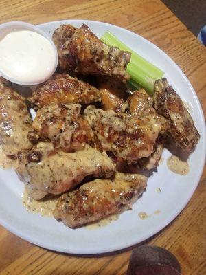 Garlic Parm wings.  Yummy!