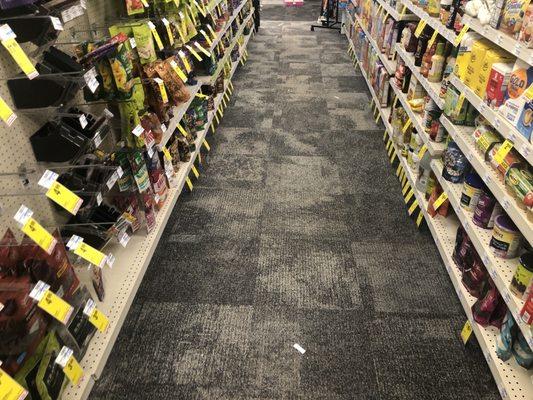 Pretty clean aisles (except for white thing on floor).