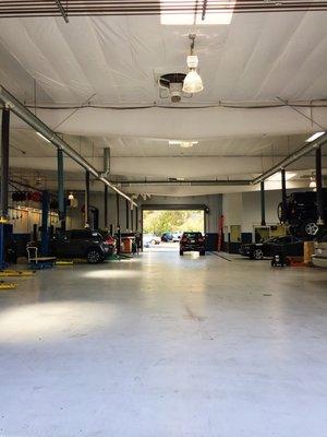 Dealership service garage.