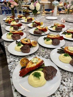 Surf And Turf with Spring Onion Potato Puree