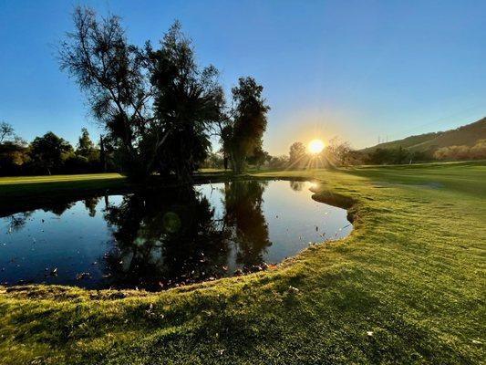 Losin daylight on the back nine between 16 and 17.