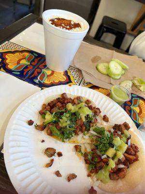 Al Pastor tacos and corn