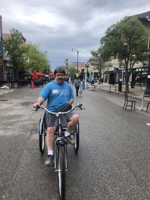 Johnny loving his freshly tuneup bike.