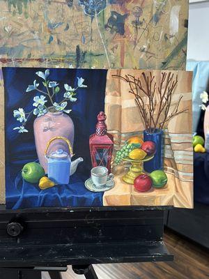 Painting still life from life, portfolio preparation course (gouache, watercolor paper)